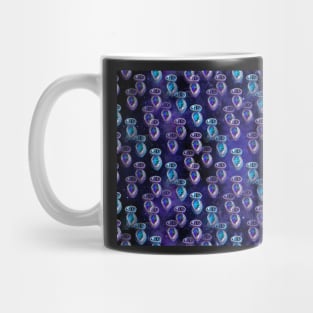 Handbeaded Crystals Floating in Space. Blue and Purple. Mug